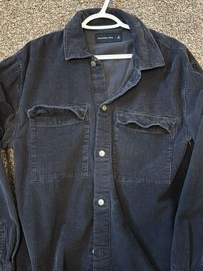Abercrombie & Fitch Men's Navy Corduroy Shirt Jacket